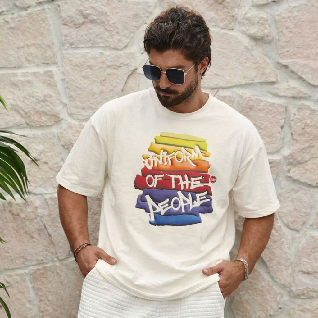 Mt Tee Print Rainbow White 109314-116