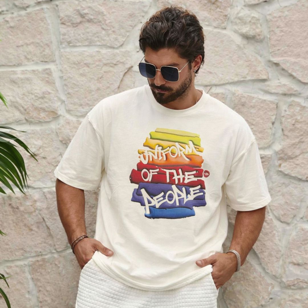 Mt Tee Print Rainbow White 109314-116