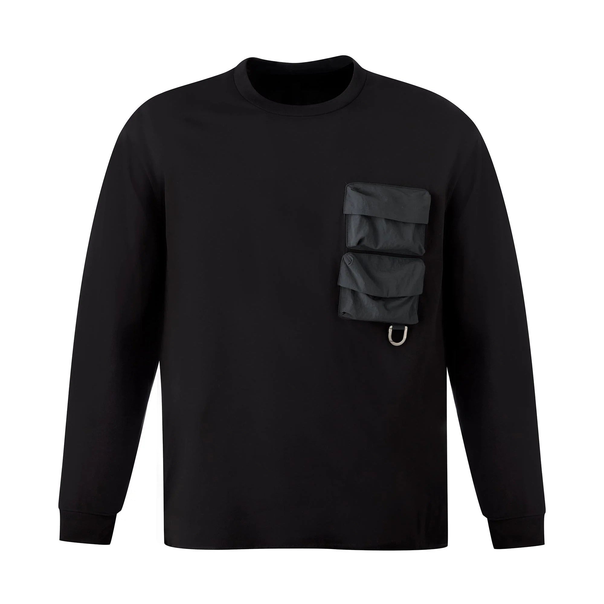 Unisex 3D Pockets Long Sleeves T-Shirt Black 1711711-008