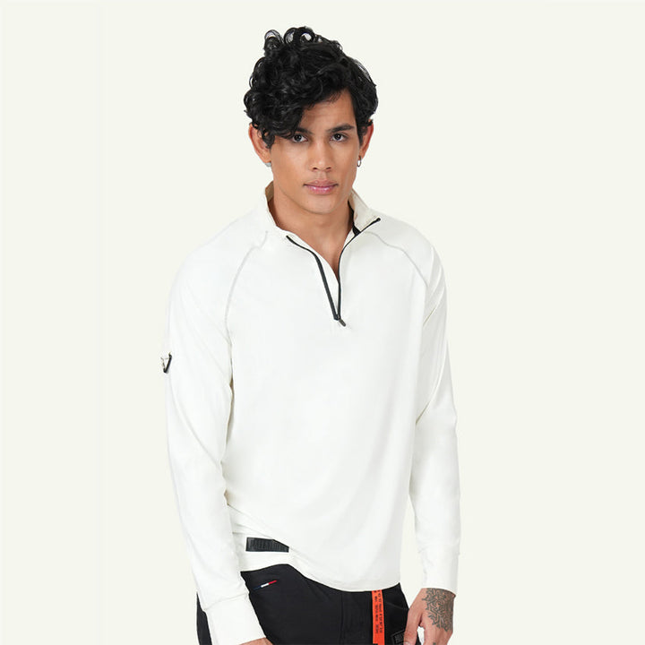 L/S TEE HALF ZIP MEN'S JACKET STAR WHITE