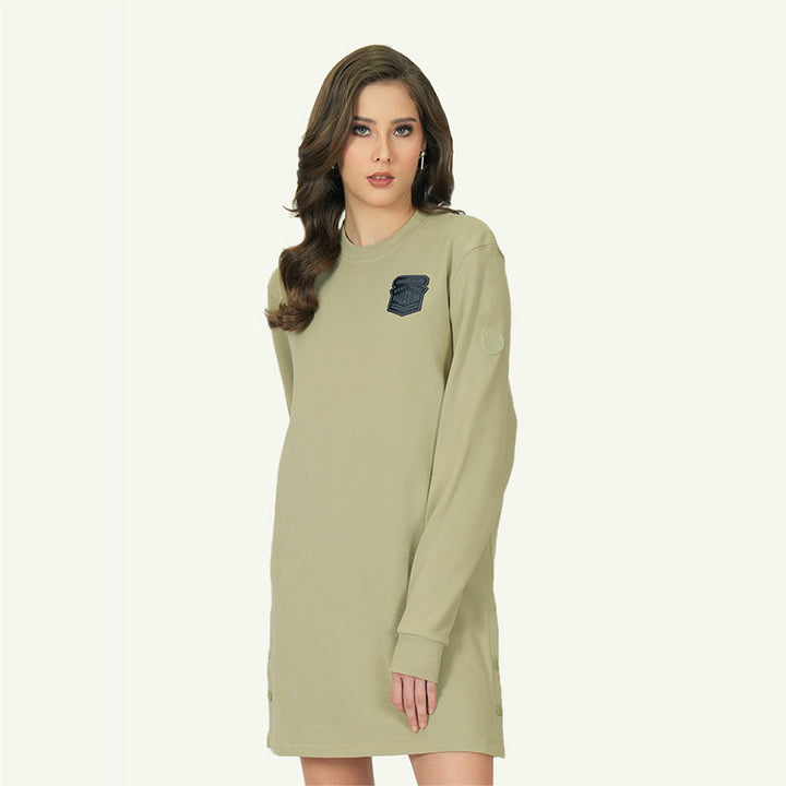 SWEAT DRESS AVN PATCHES WOMEN'S DRESS EUCALIPTUS
