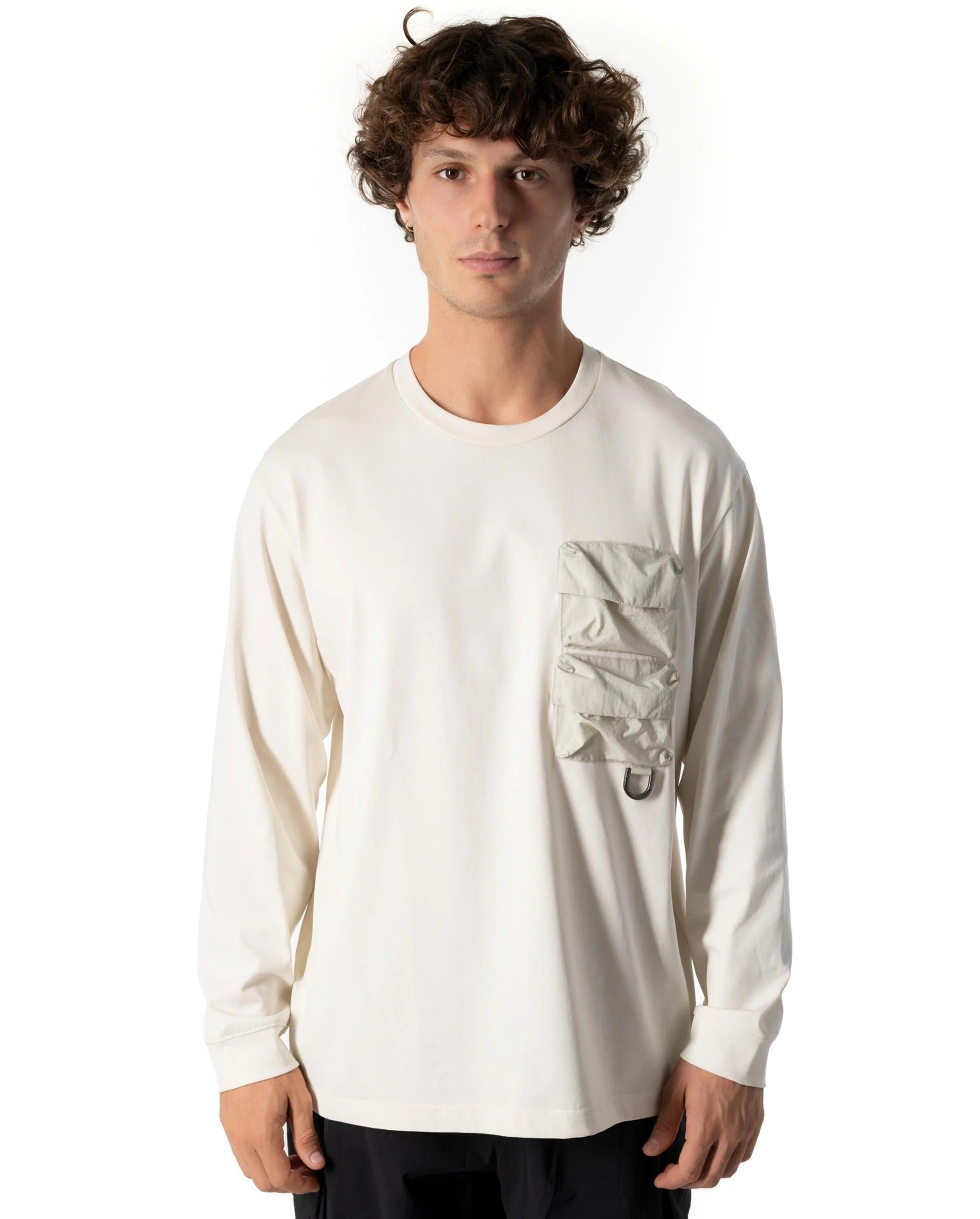 Unisex 3D Pockets Long Sleeves T-Shirt Fresh Grey 1711711-026