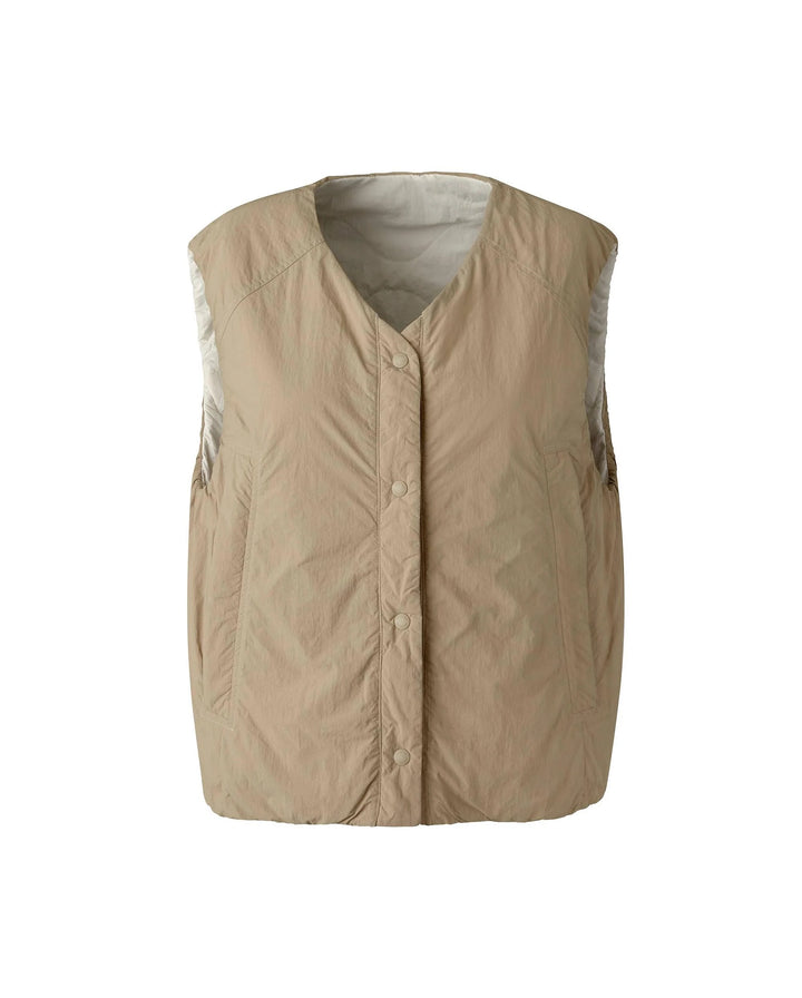 Water Repellent Reversible Padded Vest Jacket Warm Sand