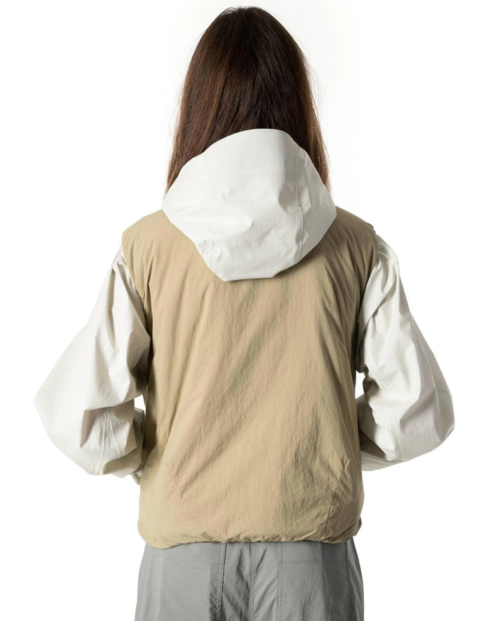 Water Repellent Reversible Padded Vest Jacket Warm Sand