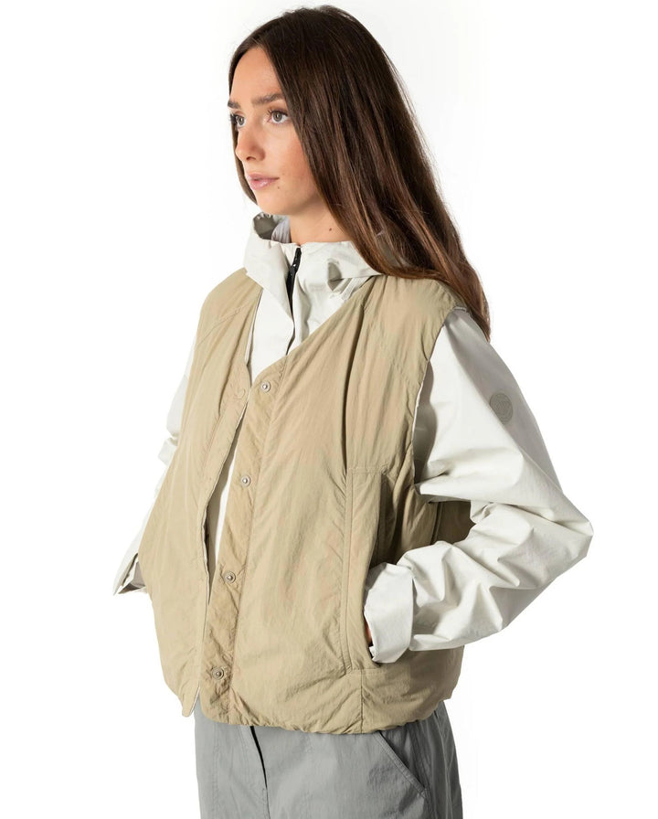 Water Repellent Reversible Padded Vest Jacket Warm Sand